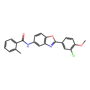 N-[2-(3-chloro-4-methoxyphenyl)-1,3-benzoxazol-5-yl]-2-methylbenzamide structure