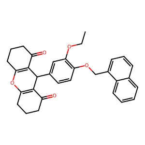 9-[3-ethoxy-4-(naphthalen-1-ylmethoxy)phenyl]-3,4,5,6,7,9-hexahydro-2H-xanthene-1,8-dione structure