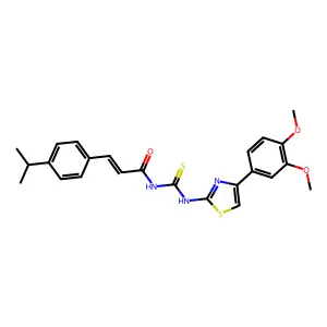 (E)-N-[[4-(3,4-dimethoxyphenyl)-1,3-thiazol-2-yl]carbamothioyl]-3-(4-propan-2-ylphenyl)prop-2-enamide structure