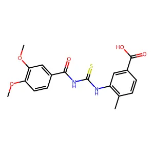 3-({[(3,4-Dimethoxyphenyl)carbonyl]carbamothioyl}amino)-4-methylbenzoic acid structure