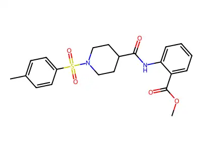 Methyl 2-[1-(4-methylbenzenesulfonyl)piperidine-4-amido]benzoate structure