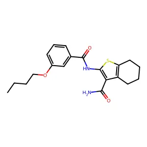 2-[(3-Butoxybenzoyl)amino]-4,5,6,7-tetrahydro-1-benzothiophene-3-carboxamide structure