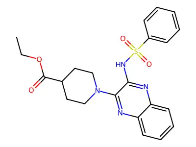 Ethyl 1-(3-benzenesulfonamidoquinoxalin-2-yl)piperidine-4-carboxylate structure