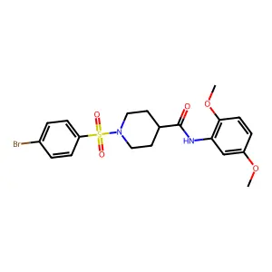 1-(4-bromophenyl)sulfonyl-N-(2,5-dimethoxyphenyl)piperidine-4-carboxamide structure