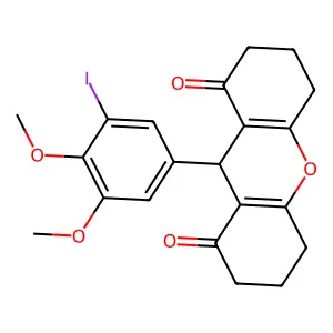 9-(3-iodo-4,5-dimethoxyphenyl)-3,4,5,6,7,9-hexahydro-2H-xanthene-1,8-dione structure