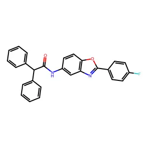 N-[2-(4-fluorophenyl)-1,3-benzoxazol-5-yl]-2,2-diphenylacetamide structure