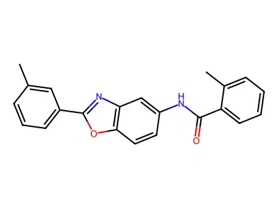 2-methyl-N-[2-(3-methylphenyl)-1,3-benzoxazol-5-yl]benzamide structure