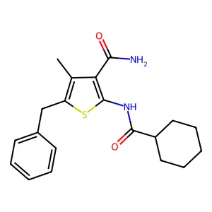 5-Benzyl-2-(cyclohexanecarbonylamino)-4-methylthiophene-3-carboxamide structure