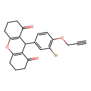 9-(3-bromo-4-prop-2-ynoxyphenyl)-3,4,5,6,7,9-hexahydro-2H-xanthene-1,8-dione structure