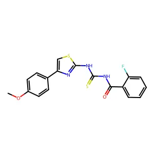 2-fluoro-N-[[4-(4-methoxyphenyl)-1,3-thiazol-2-yl]carbamothioyl]benzamide structure