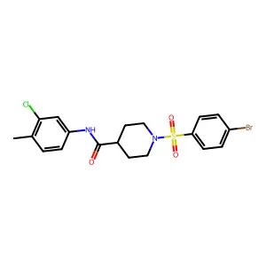 1-(4-bromophenyl)sulfonyl-N-(3-chloro-4-methylphenyl)piperidine-4-carboxamide structure