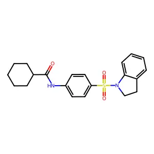 N-[4-(2,3-dihydro-1H-indol-1-ylsulfonyl)phenyl]cyclohexanecarboxamide structure