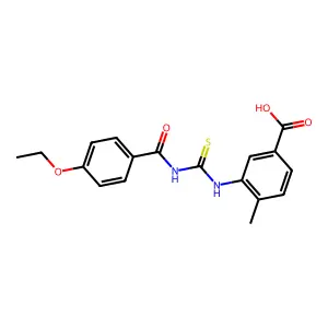 3-({[(4-Ethoxyphenyl)carbonyl]carbamothioyl}amino)-4-methylbenzoic acid structure