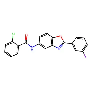 2-chloro-N-[2-(3-iodophenyl)-1,3-benzoxazol-5-yl]benzamide structure