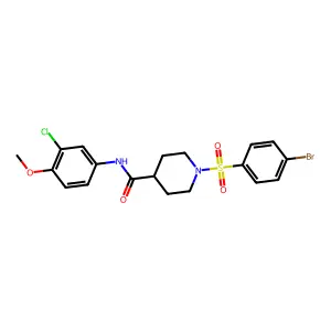 1-(4-bromophenyl)sulfonyl-N-(3-chloro-4-methoxyphenyl)piperidine-4-carboxamide structure