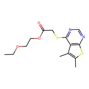 2-Ethoxyethyl [(5,6-dimethylthieno[2,3-d]pyrimidin-4-yl)sulfanyl]acetate structure