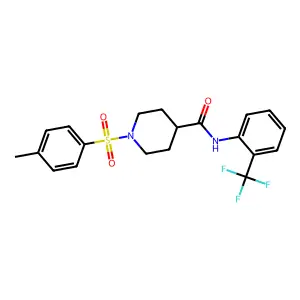 1-(4-methylphenyl)sulfonyl-N-[2-(trifluoromethyl)phenyl]piperidine-4-carboxamide structure