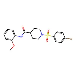 1-(4-bromophenyl)sulfonyl-N-(2-methoxyphenyl)piperidine-4-carboxamide structure