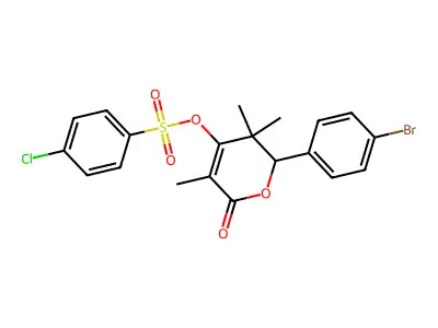 [2-(4-bromophenyl)-3,3,5-trimethyl-6-oxo-2H-pyran-4-yl] 4-chlorobenzenesulfonate structure