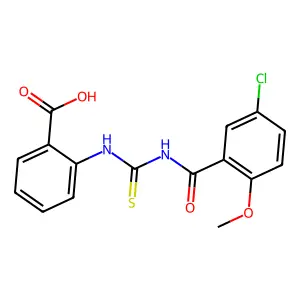 2-({[(5-Chloro-2-methoxyphenyl)carbonyl]carbamothioyl}amino)benzoic acid structure