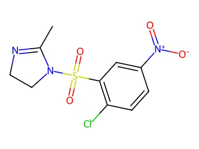 1-((2-chloro-5-nitrophenyl)sulfonyl)-2-methyl-4,5-dihydro-1H-imidazole structure