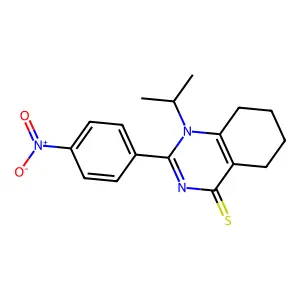 1-isopropyl-2-(4-nitrophenyl)-5,6,7,8-tetrahydroquinazoline-4(1H)-thione structure