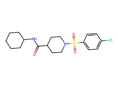 1-(4-chlorophenyl)sulfonyl-N-cyclohexylpiperidine-4-carboxamide structure