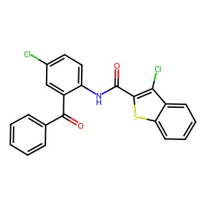 N-(2-benzoyl-4-chlorophenyl)-3-chloro-1-benzothiophene-2-carboxamide structure