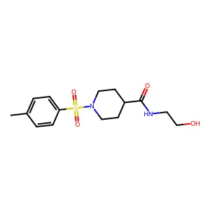 N-(2-hydroxyethyl)-1-(4-methylphenyl)sulfonylpiperidine-4-carboxamide structure