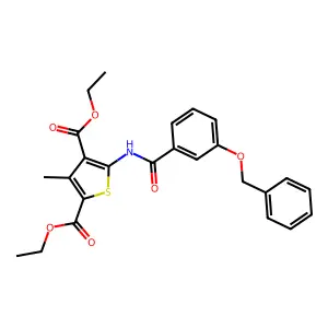 Diethyl 3-methyl-5-[(3-phenylmethoxybenzoyl)amino]thiophene-2,4-dicarboxylate structure