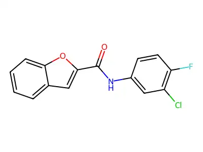 N-(3-chloro-4-fluorophenyl)-1-benzofuran-2-carboxamide structure