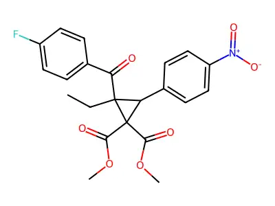 dimethyl 2-ethyl-2-(4-fluorobenzoyl)-3-(4-nitrophenyl)cyclopropane-1,1-dicarboxylate structure