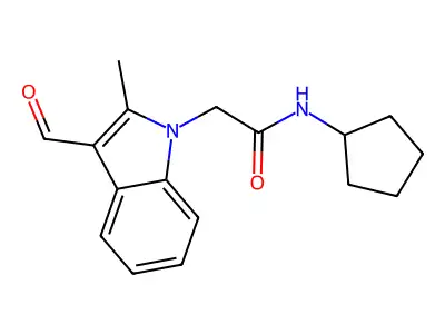 N-cyclopentyl-2-(3-formyl-2-methyl-1H-indol-1-yl)acetamide structure