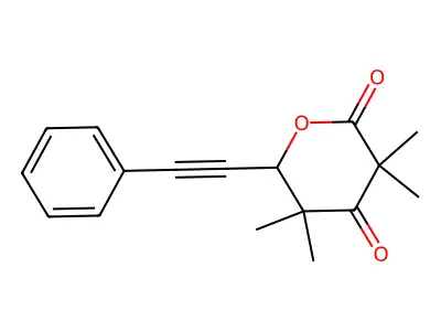 3,3,5,5-Tetramethyl-6-(2-phenylethynyl)oxane-2,4-dione structure