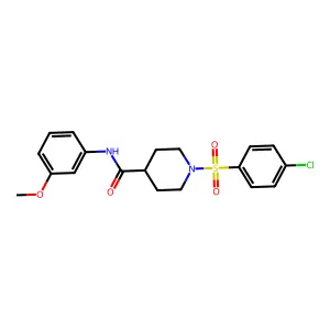 1-(4-chlorophenyl)sulfonyl-N-(3-methoxyphenyl)piperidine-4-carboxamide structure