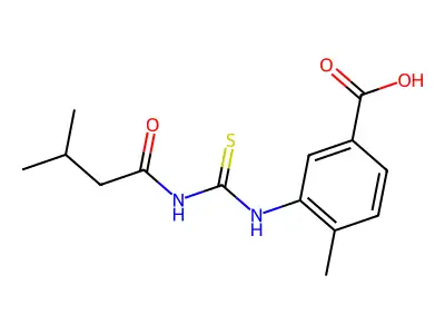 4-Methyl-3-{[(3-methylbutanoyl)carbamothioyl]amino}benzoic acid structure