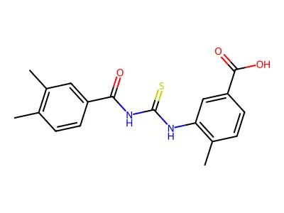 3-({[(3,4-Dimethylphenyl)carbonyl]carbamothioyl}amino)-4-methylbenzoic acid structure