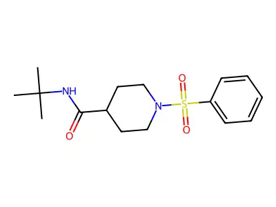 N-(tert-butyl)-1-(phenylsulfonyl)-4-piperidinecarboxamide structure