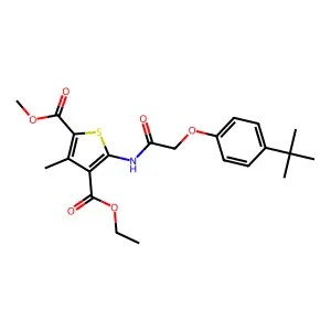 4-ethyl 2-methyl 5-{[(4-tert-butylphenoxy)acetyl]amino}-3-methylthiophene-2,4-dicarboxylate structure