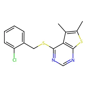 4-[(2-Chlorobenzyl)sulfanyl]-5,6-dimethylthieno[2,3-d]pyrimidine structure