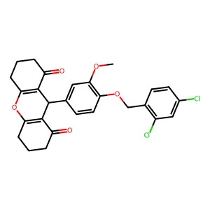 9-[4-[(2,4-dichlorophenyl)methoxy]-3-methoxyphenyl]-3,4,5,6,7,9-hexahydro-2H-xanthene-1,8-dione structure