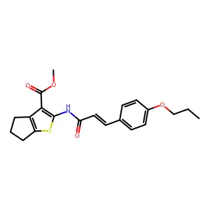 methyl 2-{[(2E)-3-(4-propoxyphenyl)prop-2-enoyl]amino}-5,6-dihydro-4H-cyclopenta[b]thiophene-3-carboxylate structure