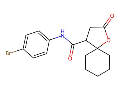 N-(4-bromophenyl)-2-oxo-1-oxaspiro[4.5]decane-4-carboxamide structure