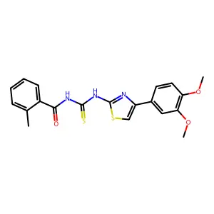 N-[[4-(3,4-dimethoxyphenyl)-1,3-thiazol-2-yl]carbamothioyl]-2-methylbenzamide structure