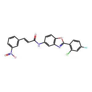 (E)-N-[2-(2-chloro-4-fluorophenyl)-1,3-benzoxazol-5-yl]-3-(3-nitrophenyl)prop-2-enamide structure