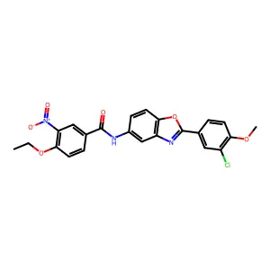 N-[2-(3-chloro-4-methoxyphenyl)-1,3-benzoxazol-5-yl]-4-ethoxy-3-nitrobenzamide structure