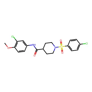N-(3-chloro-4-methoxyphenyl)-1-(4-chlorophenyl)sulfonylpiperidine-4-carboxamide structure