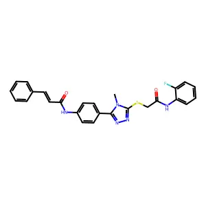 (2E)-N-{4-[5-({2-[(2-fluorophenyl)amino]-2-oxoethyl}sulfanyl)-4-methyl-4H-1,2,4-triazol-3-yl]phenyl}-3-phenylprop-2-enamide structure