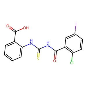 2-({[(2-Chloro-5-iodophenyl)carbonyl]carbamothioyl}amino)benzoic acid structure