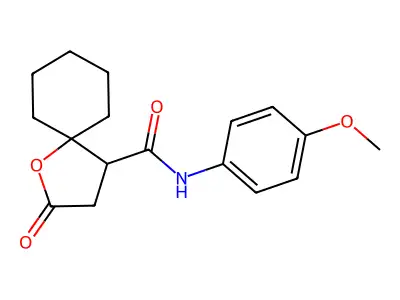 N-(4-methoxyphenyl)-2-oxo-1-oxaspiro[4.5]decane-4-carboxamide structure